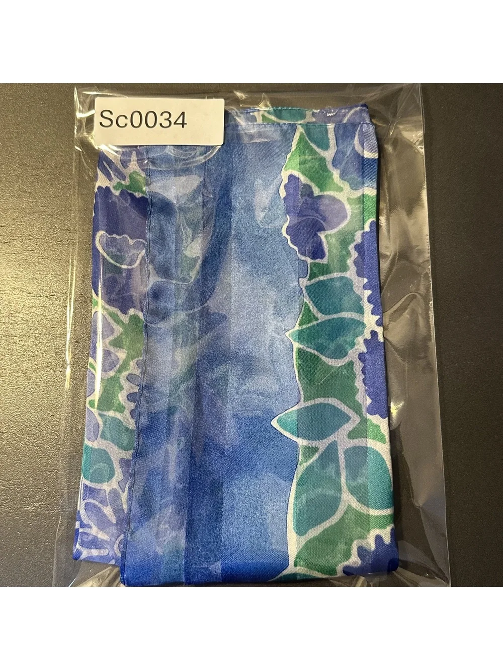 Vintage Blue and Green Floral Pattern Scarf